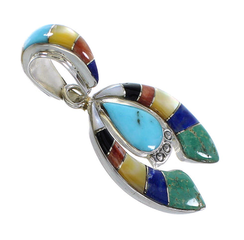 Southwest Sterling Silver Multicolor Naja Pendant RX95682